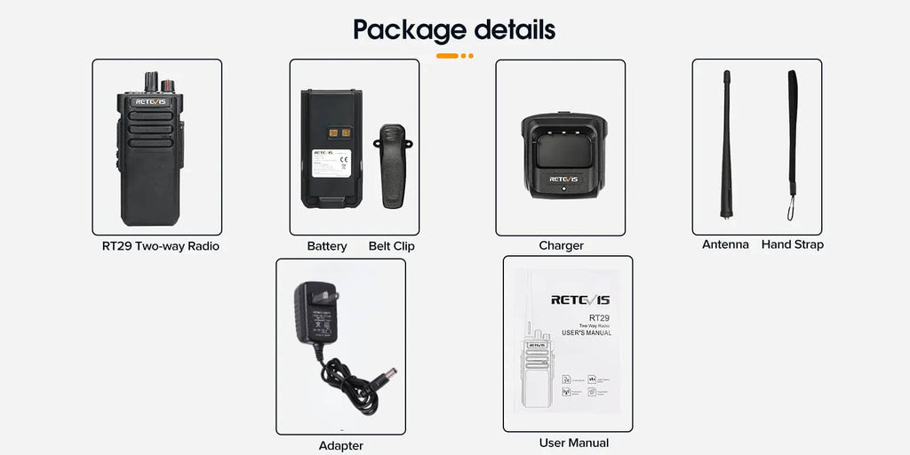 P/N: RT29: Retevis RT29 High-Power, Long-Range UHF 2-way Radio Comm Gear Supply