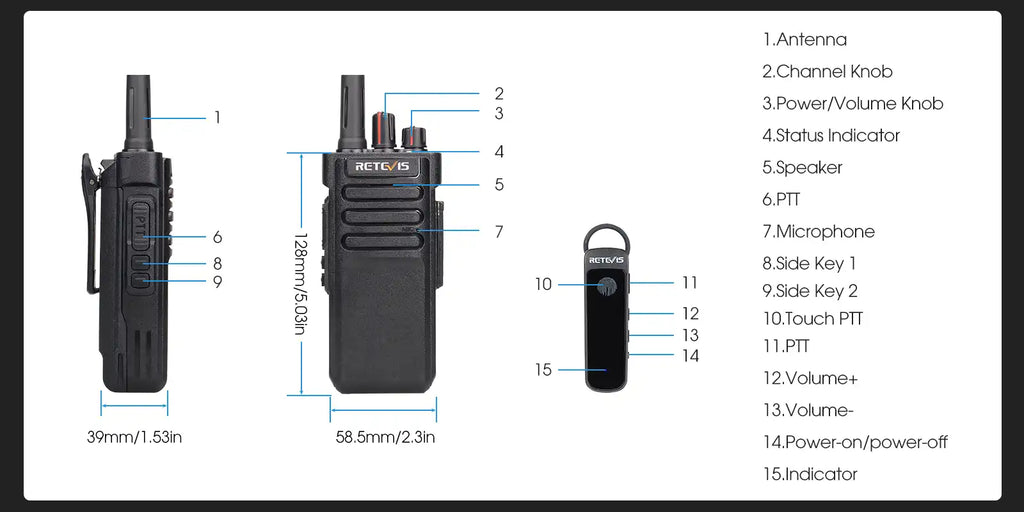 P/N: RT29D-BT: Retevis RT29D Waterproof Heavy Duty UHF Bluetooth DMR Portable Radio Comm Gear Supply