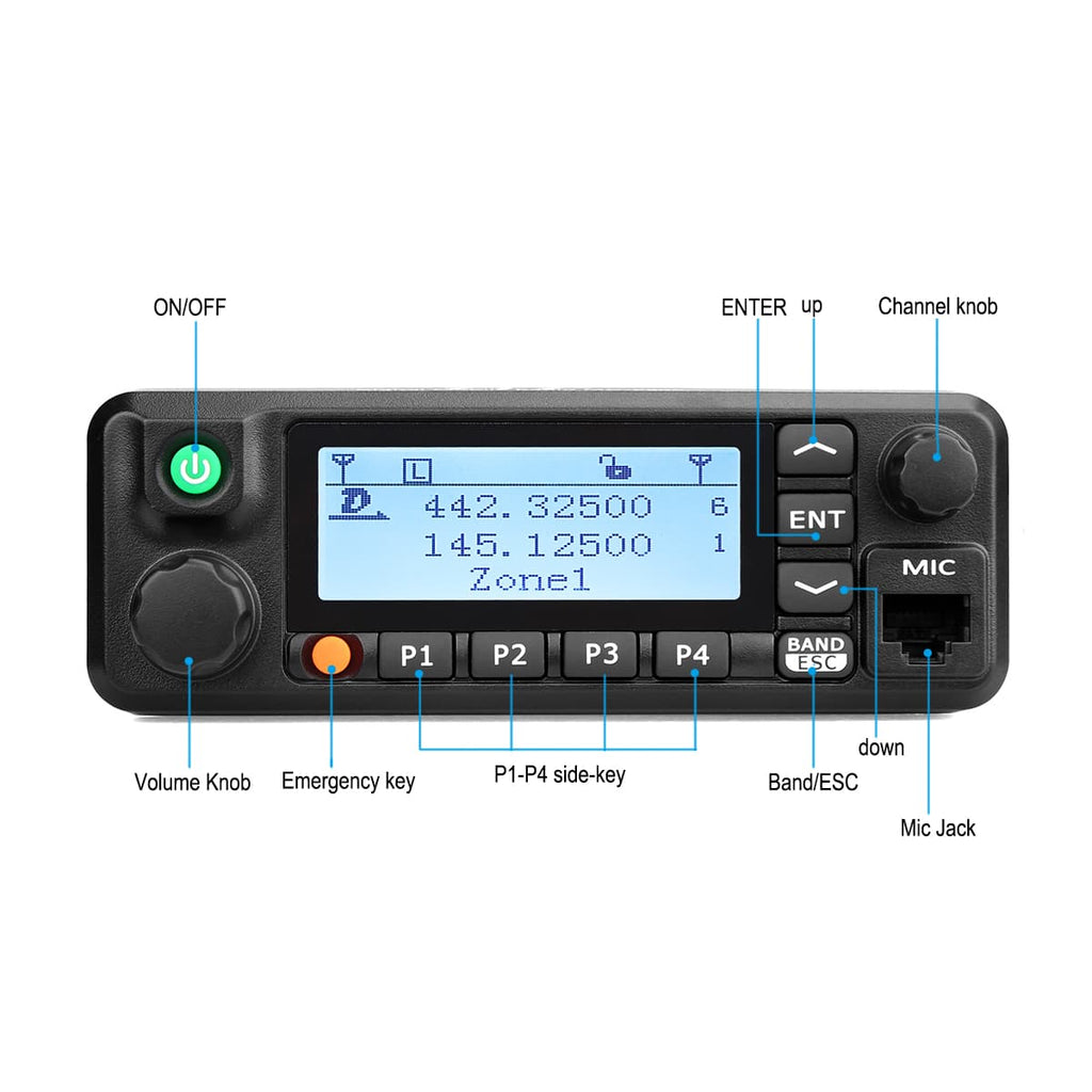 P/N: RT90: The Retevis RT90 50 Watt Dual Band DMR Mobile with the MA07 Stainless Steel Antenna Kit supports analog and digital mode. It provides dual band, dual standby, dual display, dual time slot, operating on both 400-480MHz UHF frequencies and 136-174MHz VHF at up to 50 watts VHF and 45 watts UHF Comm Gear Supply