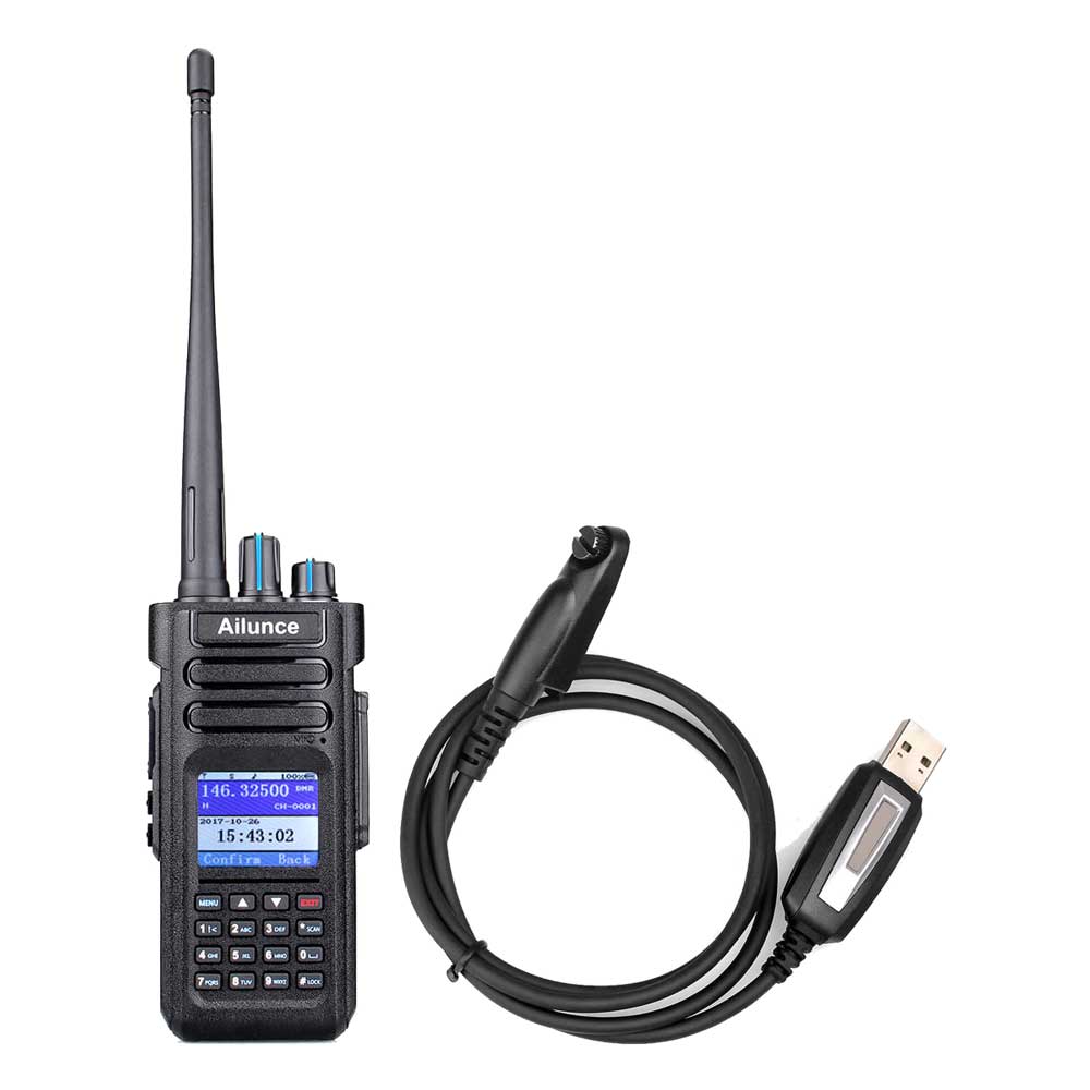 P/N: HD1: The Retevis Ailunce HD1 dual band digital ham radio uses Digital Mobile Radio (DMR) Tier 2 Standard protocol. It is compatible with the popular MOTO TRBO series Tier I and II using standard encryption, as well as other makes and models of DMR supported radios. It is also compatible with any existing analog two-way radio operating on the supported UHF and VHF frequencies for easy migration to digital technology. Almost all the operations can be done via radio keypad. Comm Gear Supply CGS