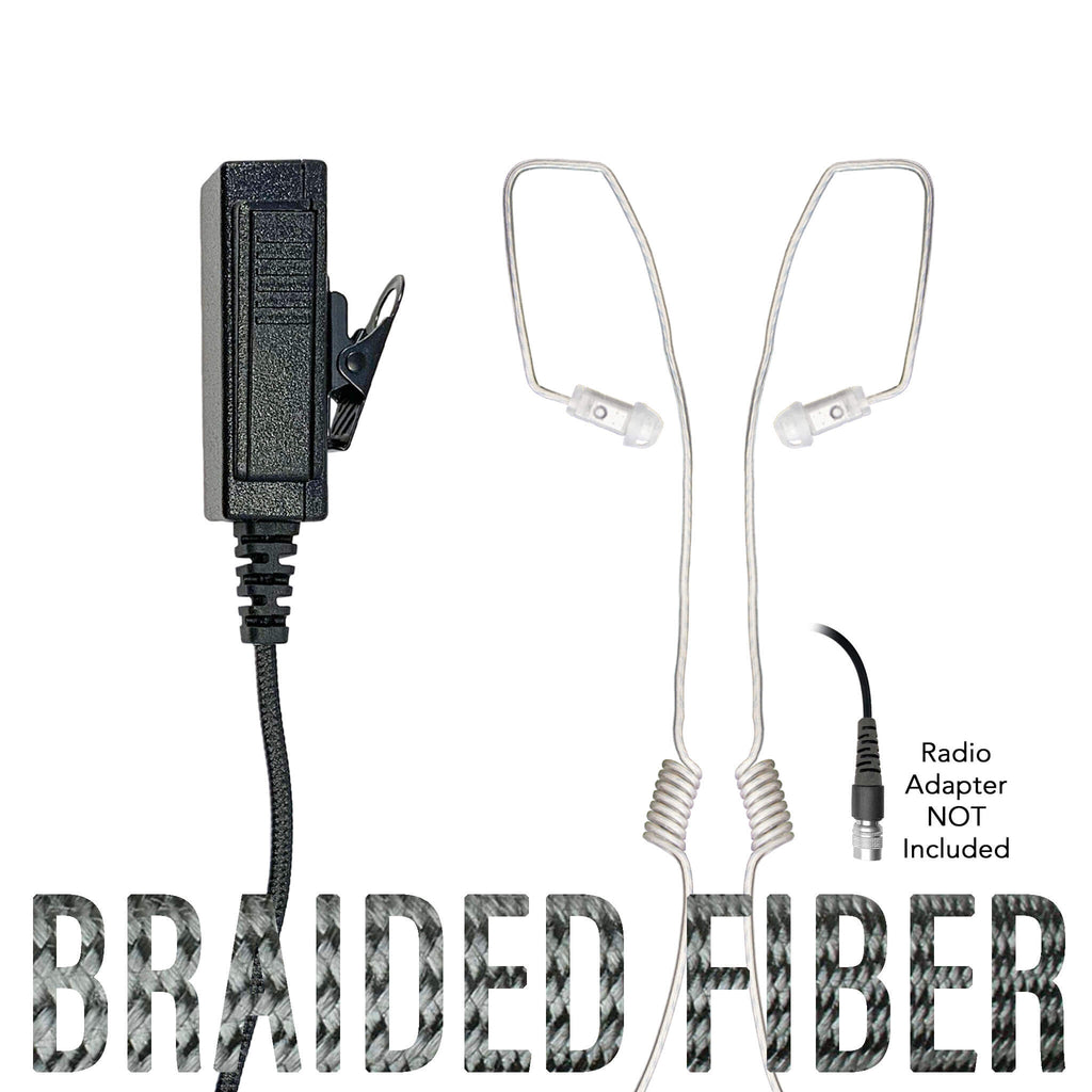 B2W-DINV-TBD dual ear invisible series tactical 2 wire microphone kit braided fiber nylon cable Ultra Stealth 360 Flexo Radio tubeless Earpiece Kit - Motorola, Kenwood, Harris, M/A Com, Tait RO-360F-22-3.5: Ultra Stealth 360 Covert Whisper Covert Listen Only Earpiece EP1079SC A1 Micro Sound Tubeless Listen Only Earpiece/Tactical Radio Earpiece - 3.5mm,  Motorola, Kenwood, Icom, Relm 360 flexo Comm Gear Supply CGS earphone connection tubeless EP-MS1A-B material comms communications I-PE35 choice ptt n-ear