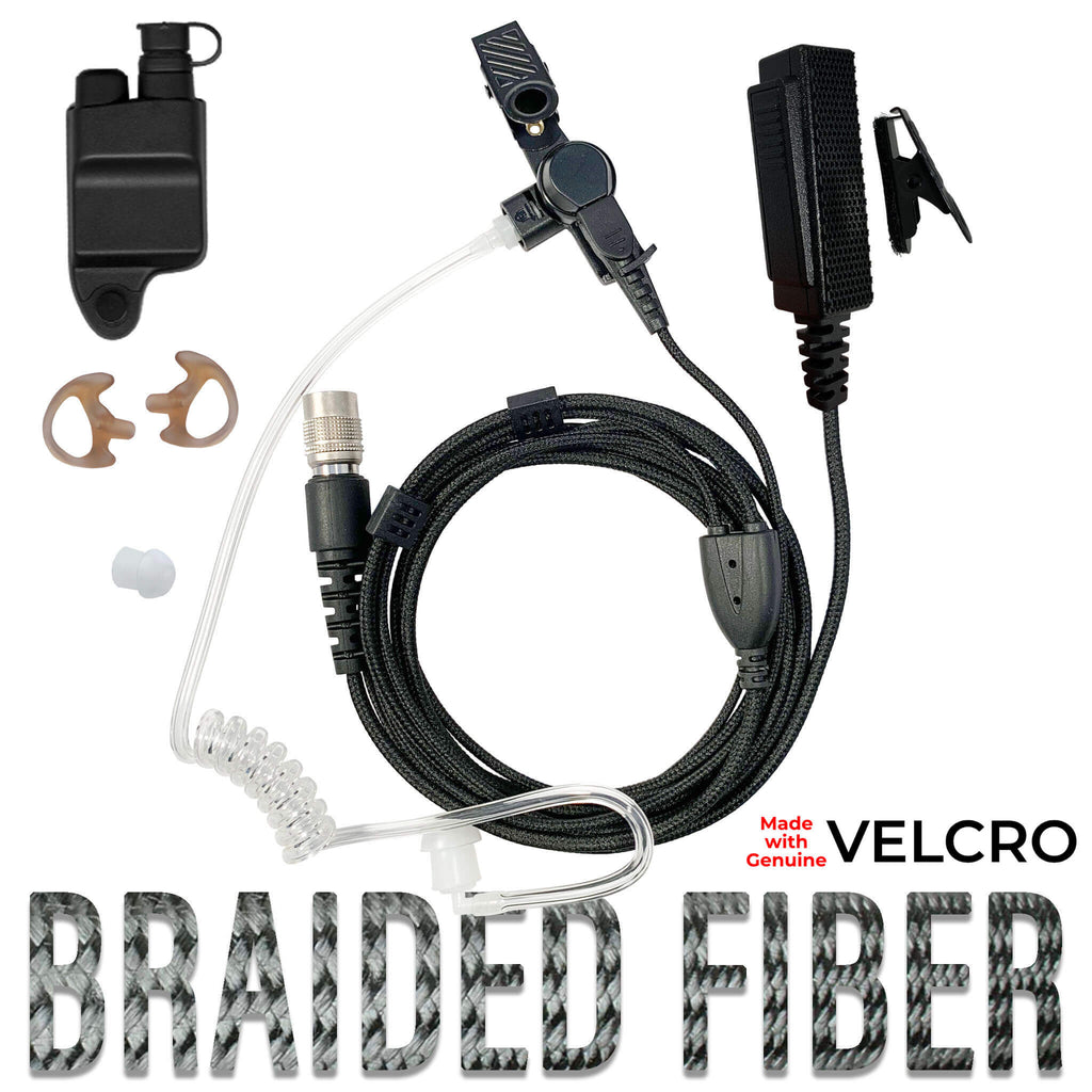 Velcro Tactical Mic & Earpiece Braided Fiber Kit - All P5300 P5400 P5500 P7300 Series, XG-15/25/75 & More Comm Gear Supply CGS B2W28SR-V