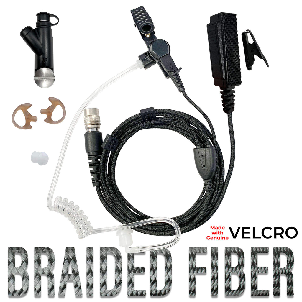 Velcro Tactical Mic & Earpiece Braided Fiber Kit - B2W29SR-V: For Harris(L3Harris): XG-100, XG-100P, XL-185, XL-185P, XL-185Pi, XL-150/P, XL-95/P, XL-200, XL-200P, XL-200Pi Comm Gear Supply CGS