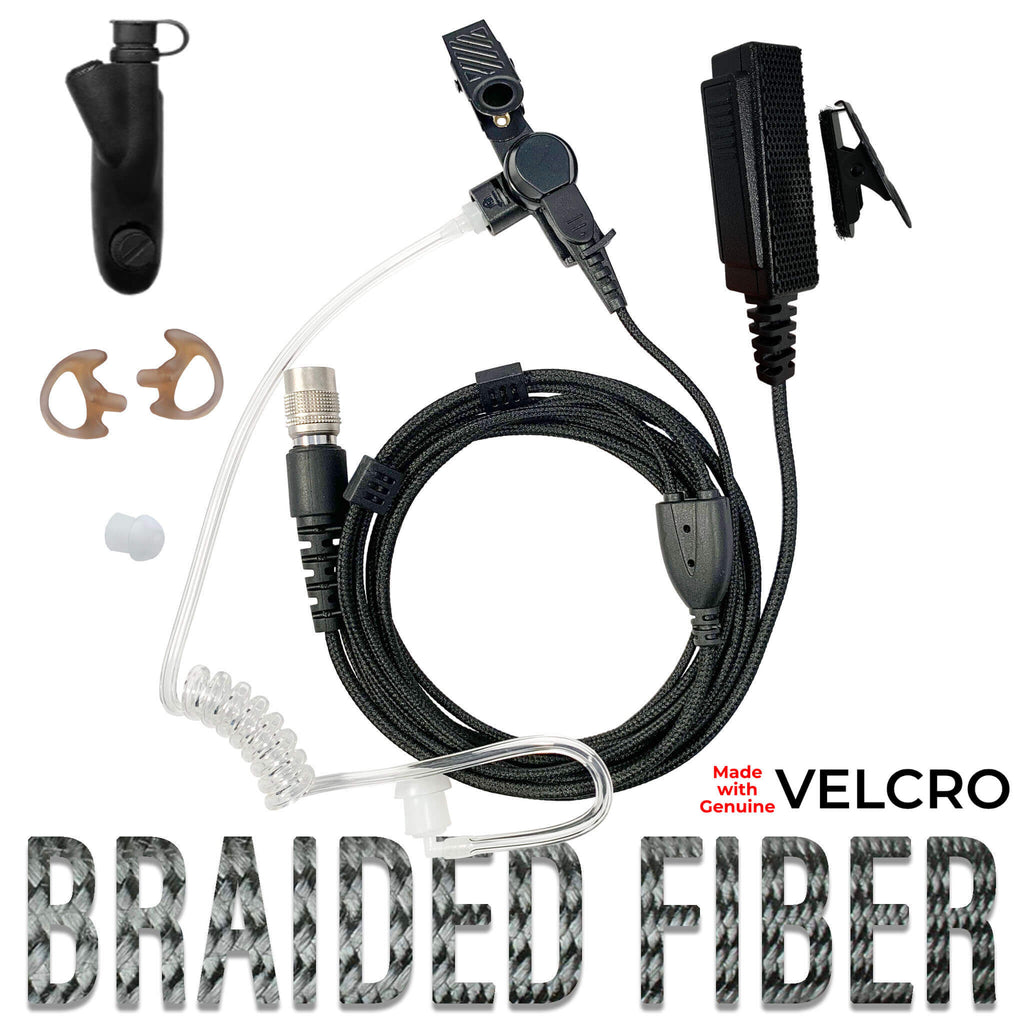 Velcro Tactical Mic & Earpiece Braided Fiber Kit - HT750/1250/1550, MTX850/950/960/8250/9250, PR860 & More Comm Gear Supply CGS B2W33SR-V