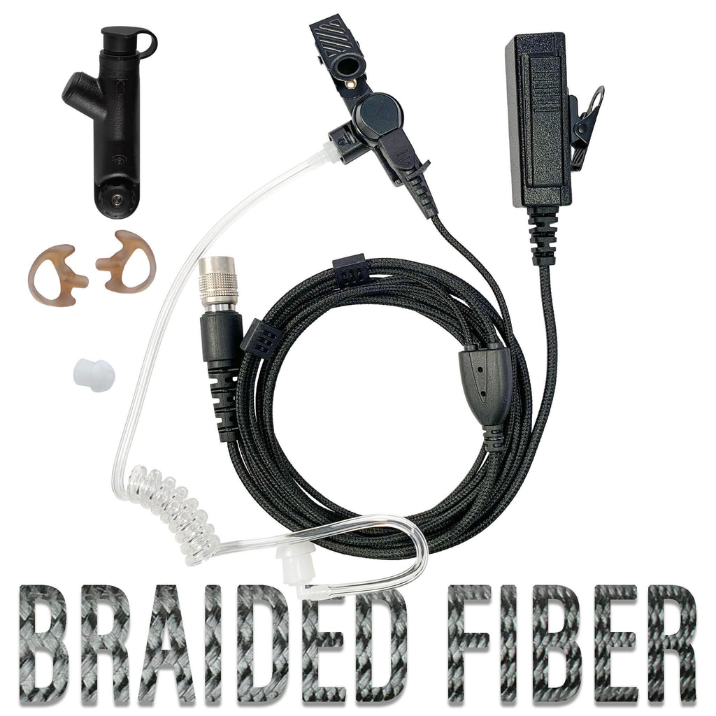 P/N: B2W37SR: Tactical Mic & Earpiece Braided Fiber Kit - Fits: Motorola R7, MXP600 & ION Series Comm Gear Supply CGS