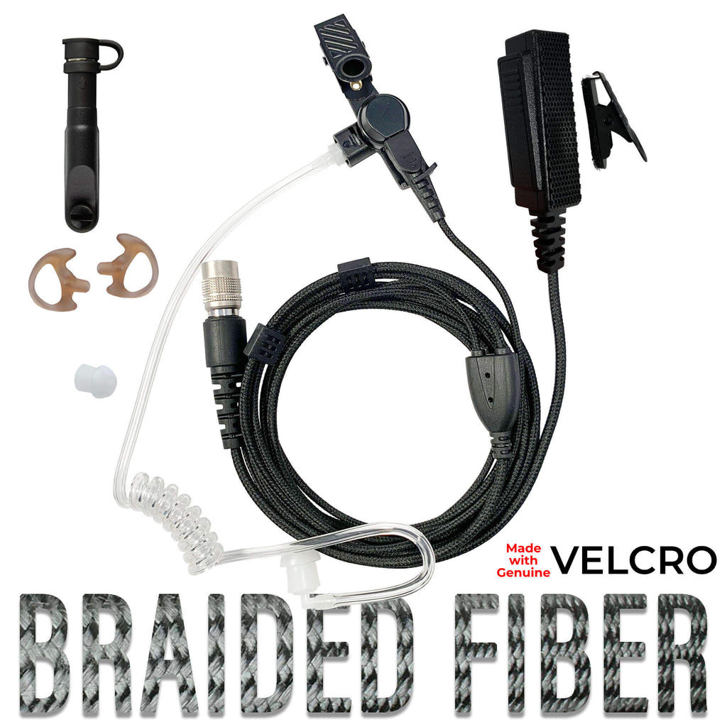 Velcro Tactical Mic & Earpiece Braided Fiber Kit - Harris/Tait B2W08SR-V: For Harris(L3Harris)/Tait TP3000, TP3300, TP3350, TP3500, TP8100, TP8110, TP8115, TP8120, TP8135, TP8140, TP9300, TP9355, TP9360, TP9400, TP9435, TP9440, TP9445, TP9460, TP9500, TP9555, TP9560, TP9600, TP9655, TP9660 Comm Gear Supply CGS