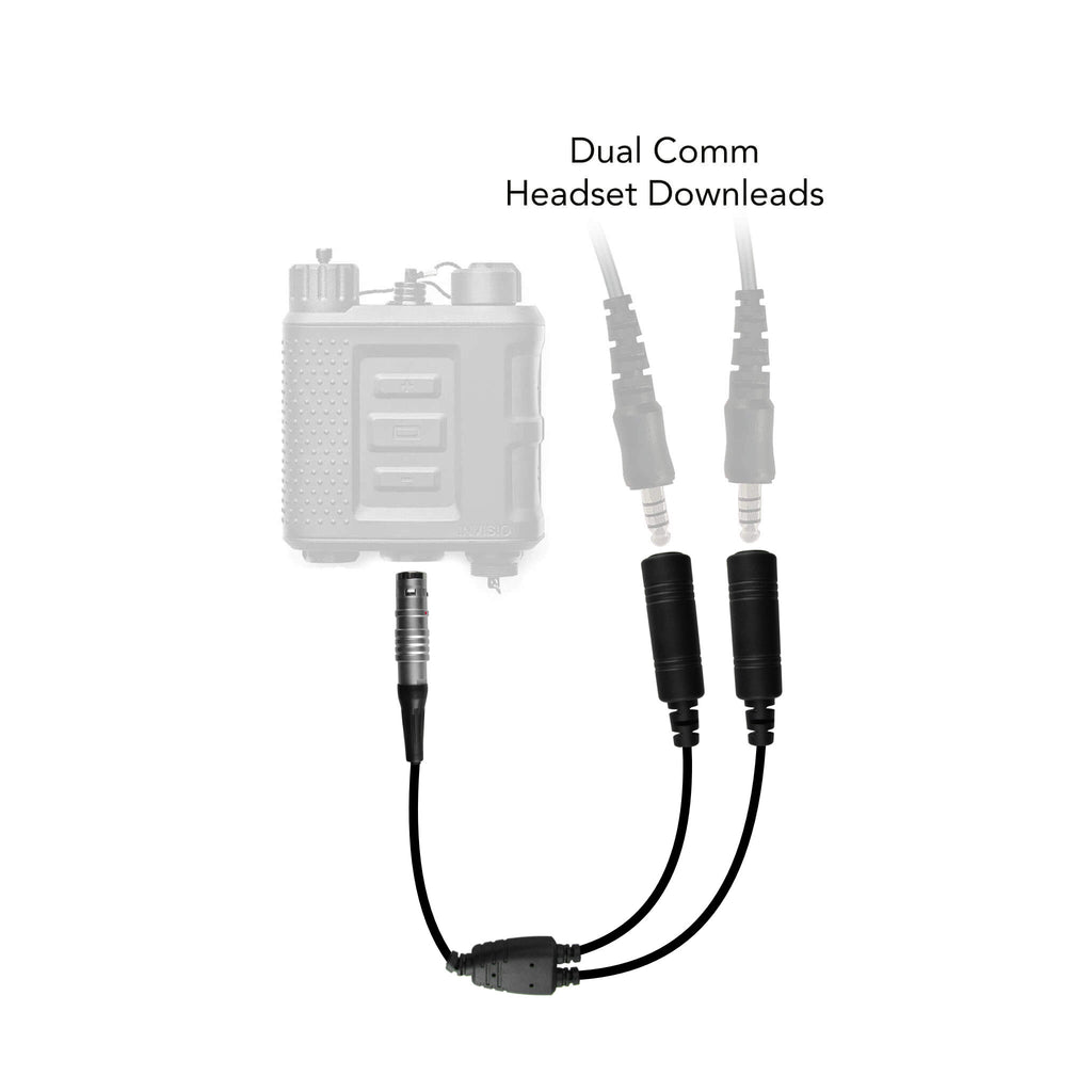 X50-2NX: Adapter for Common dual comm dual downlead Tactical Headset Downlead(Nexus TP-120 / U174) to Invisio X50 and other X Series Control Box/PTT. For NATO 3M/Peltor, Ops-Core, TCI, Otto, David Clark, TEA Comm Gear Supply CGS