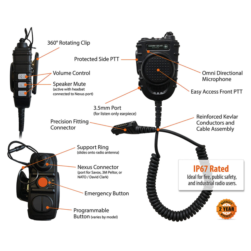 modular speaker mic msm ESM-50-MT9-04 ESM-50-MT9-00 CGS-PTTSM-V1-34 Tactical Radio Adapter/PTT for Headset NATO/Military or US/Civilian Wiring w/ Electret Microphone; Gentex, Ops-Core, OTTO, Peltor, Savox, Helicopter Comms Gentex, Ops-Core, Helicopter - Motorola APX900, APX1000, APX2000, APX3000, APX4000, APX5000 APX6000/LI/XE APX7000/L/XE APX8000 SRX2200 XPR6100 XPR6300 XPR6350 XPR6380 XPR6500 XPR6550 PR6580 XPR7350/e XPR7380/e XPR7550/e XPR7580/e DP3400 DP3401 DP3600 DP3601 pmmn4113a	DP4400e 