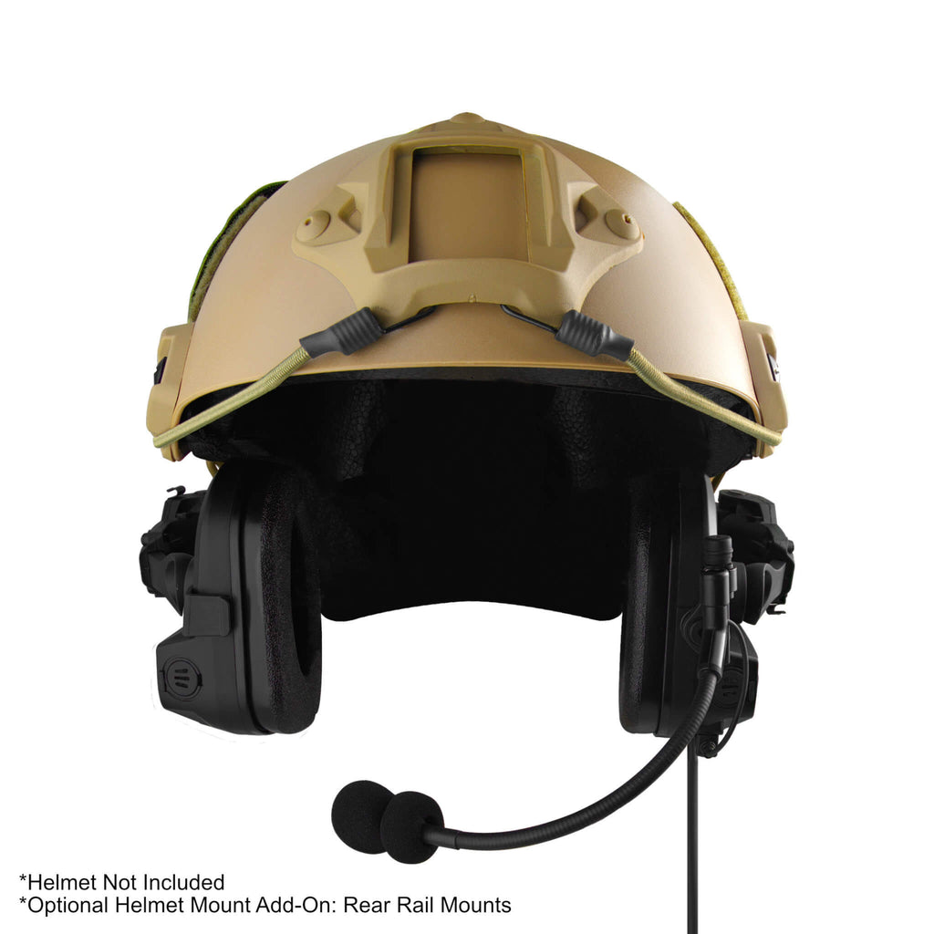 Tactical Radio Helmet Headset w/ Active Hearing Protection - PTH-V2-23 Material Comms PolTact Headset & Push To Talk(PTT) For Tactical Radio Headset w/ Active Hearing Protection - Motorola: XTS1500, XTS2500, XTS3000, XTS3500, XTS5000, HT1000, JT1000, MT2000, MTS2000, MTX838, MTX900, MTX8000, MTX9000, PR1500 Comm Gear