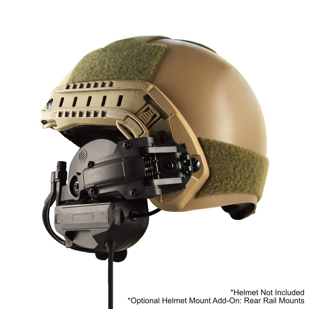 Tactical Radio Helmet Headset w/ Active Hearing Protection - PTH-V2-23 Material Comms PolTact Headset & Push To Talk(PTT) Adapter For EF Johnson: 5000, 5100, 8100, 51SL ES, 51 Fire ES, 51SL ES, 51LT ES, 7700, Ascend, AN/PRC127EFJ, VP400, VP600, VP900  Comm Gear Supply CGS