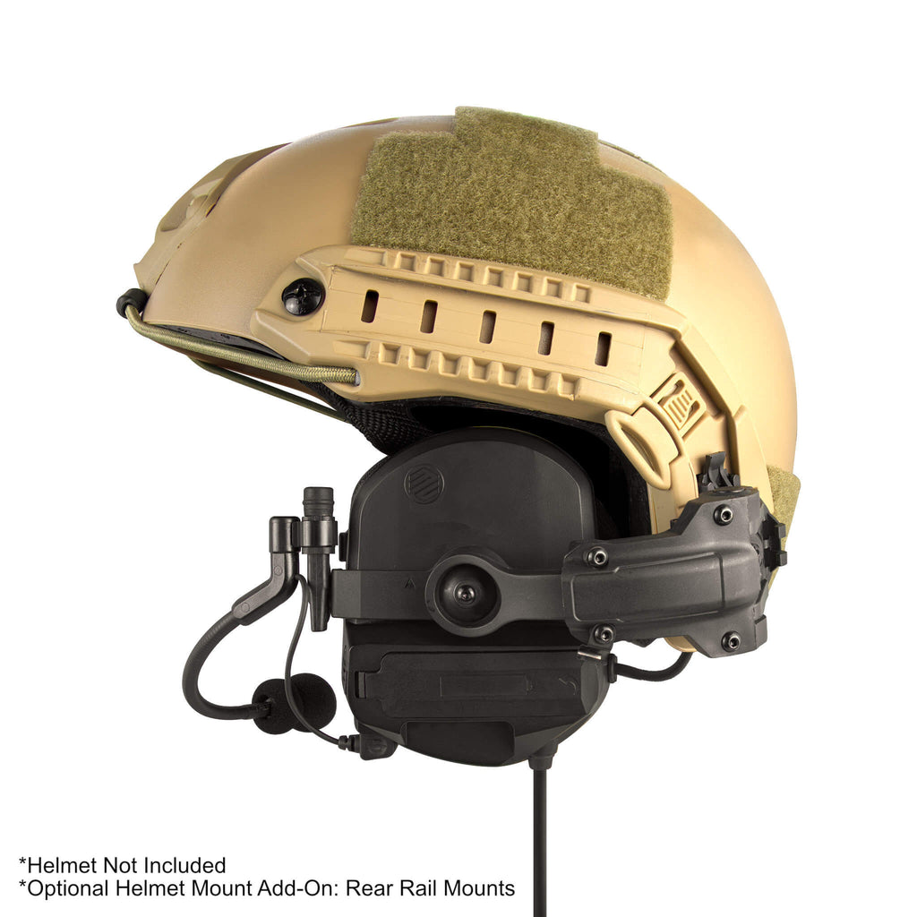 Tactical Radio Helmet Headset w/ Active Hearing Protection - PTH-V2-23 Material Comms PolTact Headset & Push To Talk(PTT) For Tactical Radio Headset w/ Active Hearing Protection - Motorola: XTS1500, XTS2500, XTS3000, XTS3500, XTS5000, HT1000, JT1000, MT2000, MTS2000, MTX838, MTX900, MTX8000, MTX9000, PR1500 Comm Gear