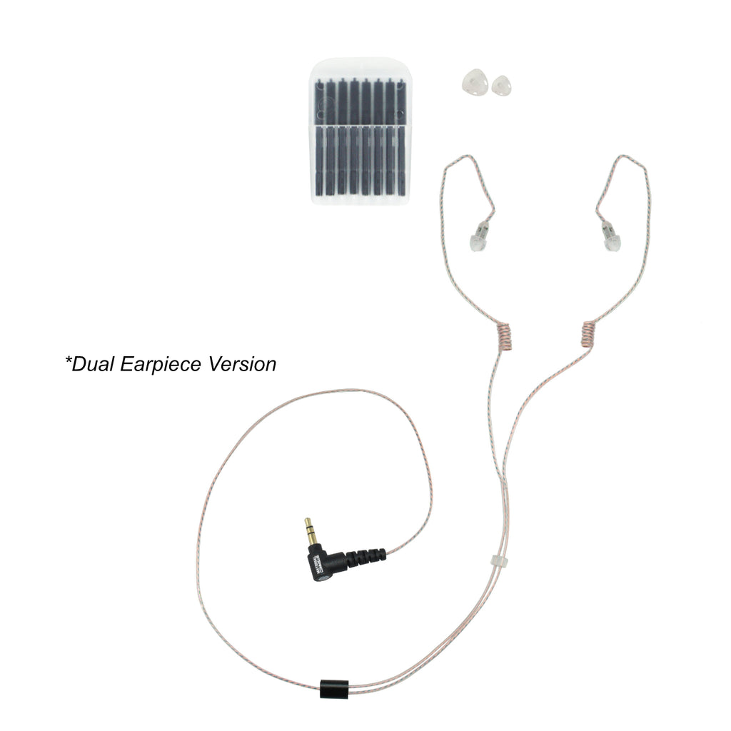 Bluetooth Lapel/Utility Mic & Invisible Earpiece Kit Ultra Stealth 360 Covert Whisper Covert Listen Only Dual Earpiece EP1079SC A1 Micro Sound Tubeless Listen Only Dual Earpiece/Tactical Radio Earpiece bth-300 Comm Gear Supply CGS