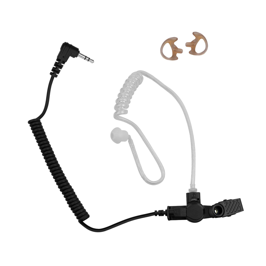 LO35AC - 3.5mm Listen Only Radio Earpiece Clear Tube - Motorola, EF Johnson, Kenwood, Icom, Vertex, Tait, & More - Connects To Speaker Mic Comm Gear Supply CGS