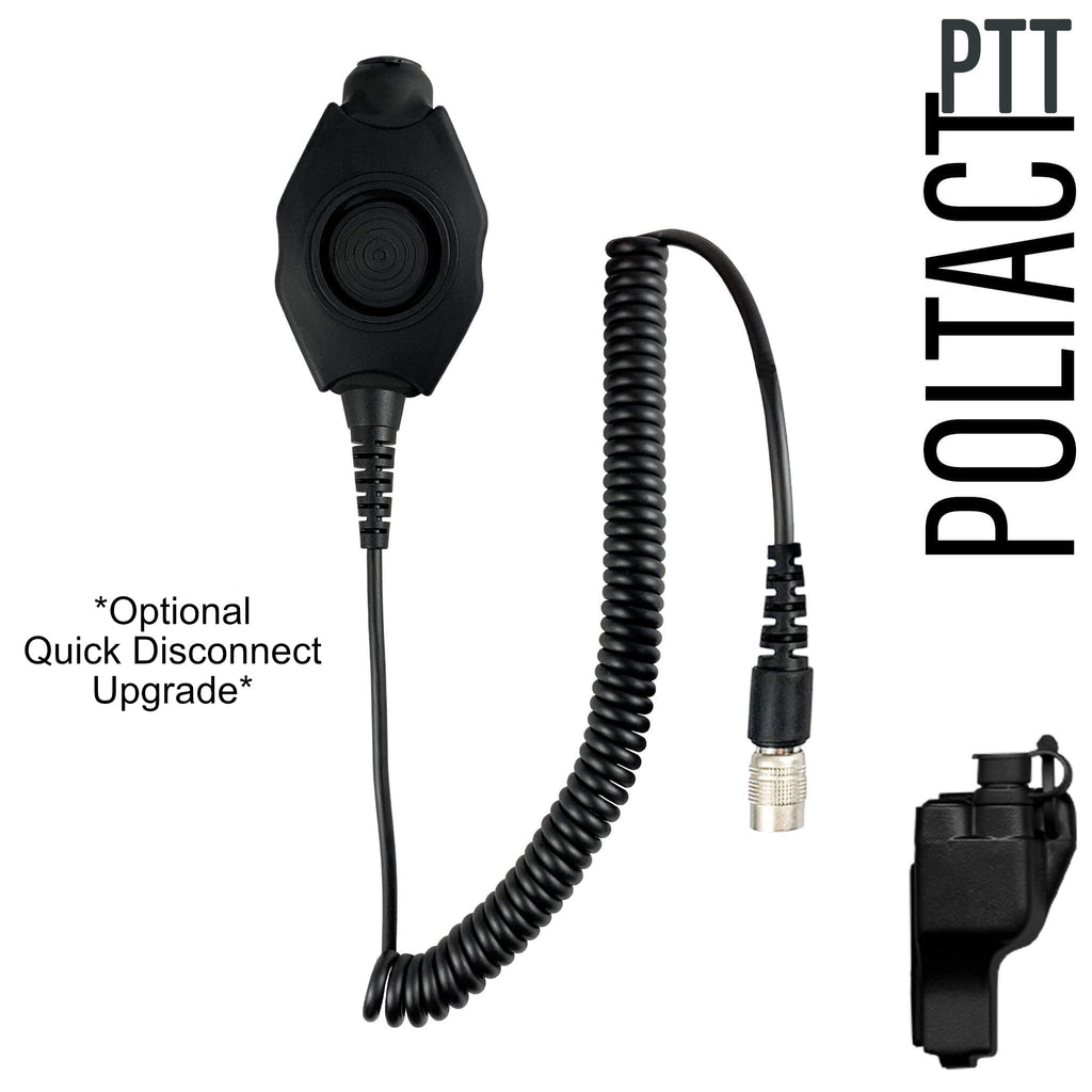 Tactical Radio Helmet Headset w/ Active Hearing Protection - PTH-V2-23 Material Comms PolTact Headset & Push To Talk(PTT) Adapter For EF Johnson: 5000, 5100, 8100, 51SL ES, 51 Fire ES, 51SL ES, 51LT ES, 7700, Ascend, AN/PRC127EFJ, VP400, VP600, VP900 Comm Gear Supply CGS