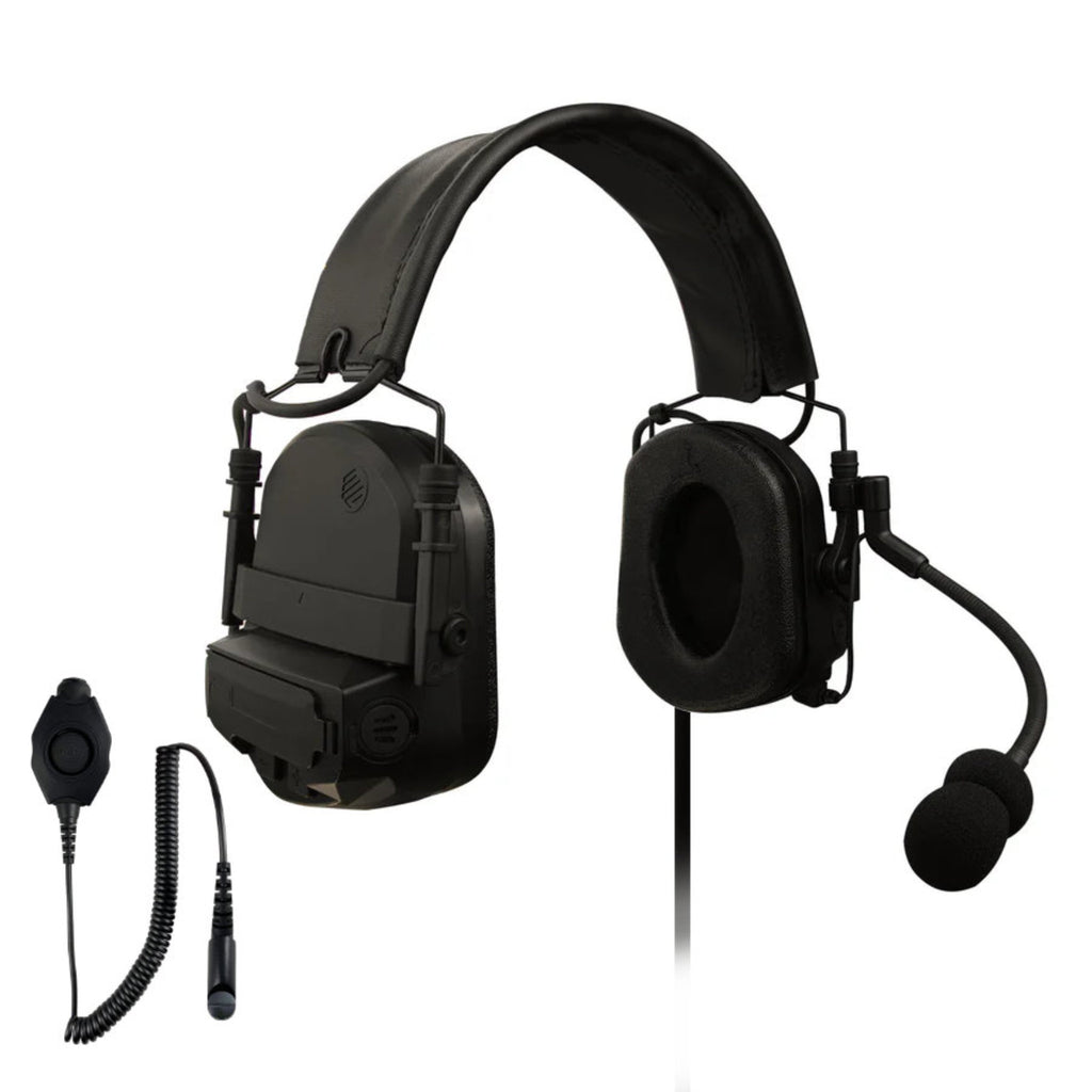 Tactical Radio Helmet Headset w/ Active Hearing Protection - PTH-V2-MIL Material Comms PolTact Headset & Push To Talk(PTT) Adapter For Tactical Radio Headset w/ Active Hearing Protection - Harris(L3Harris) Falcon III/Thales: RF 7800V, 5800, LVIS USA, AN/PRC-113, AN/PRC-119, AN/PRC-150, AN/PRC-152, AN/PRC-154, AN/PRC-117, AN/PRC-119, Thales MBITR AN/PRC-148 & other PRC ASIP SINCGARS Radios w/ U-229(5 Pin) & U-329 Comm Gear Supply CGS