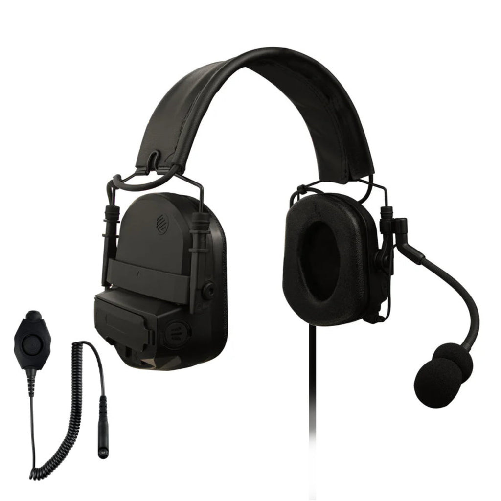 Tactical Radio Helmet Headset w/ Active Hearing Protection - PTH-V2-37 Material Comms PolTact Headset & Push To Talk(PTT) For Tactical Radio Headset w/ Active Hearing Protection - Motorola R7, MXP600, & ION Series Comm Gear Supply