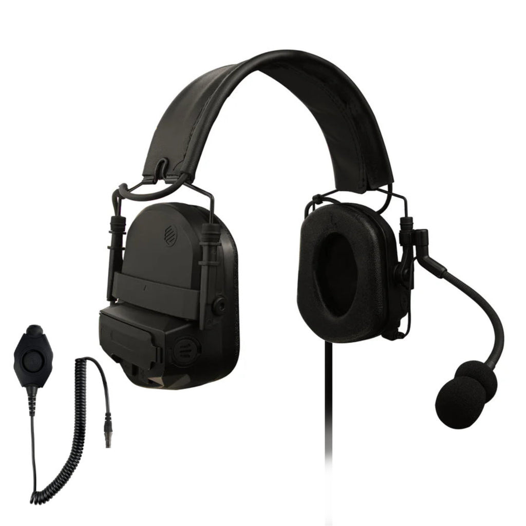 Tactical Radio Helmet Headset w/ Active Hearing Protection - PTH-V2-MIL Material Comms PolTact Headset & Push To Talk(PTT) Adapter For Tactical Radio Headset w/ Active Hearing Protection Harris Falcon III RF-7800S SPR Secure Personal Radio - Or other Personal Radios  Fischer 9 Pin Connector. Comm Gear Supply CGS