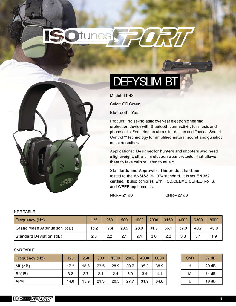 P/N: DEFY-BT: Tactical Sound Control Hearing Protection Headset w/ Bluetooth Comm Gear Supply CGS