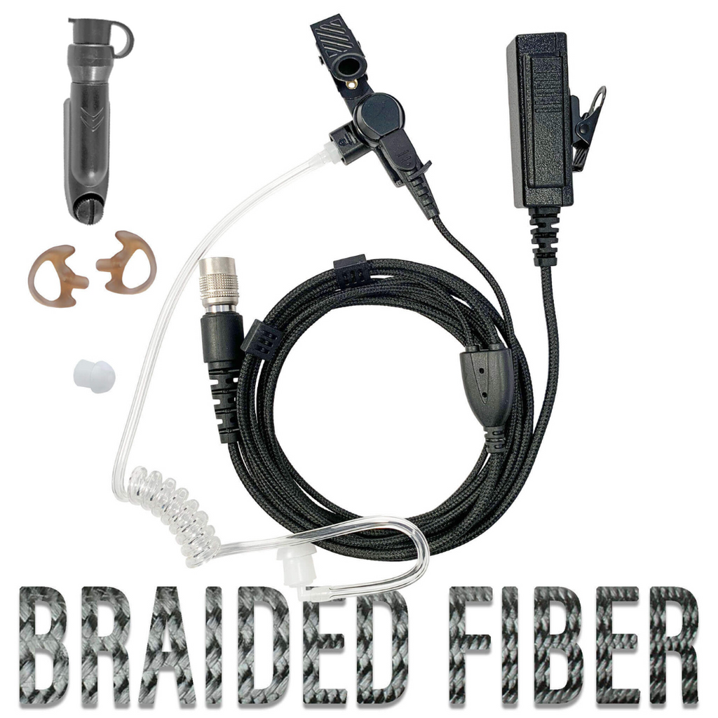 Tactical Mic & Earpiece Braided Fiber Kit - Motorola/Ailunce/Retevis/HYT/: EX500, EX560-XLS, EX600/XLS, GP328/GP338PLUS, GP344/338, HD1, HD2, Siyata, Simoco & More Comm Gear Supply CGS