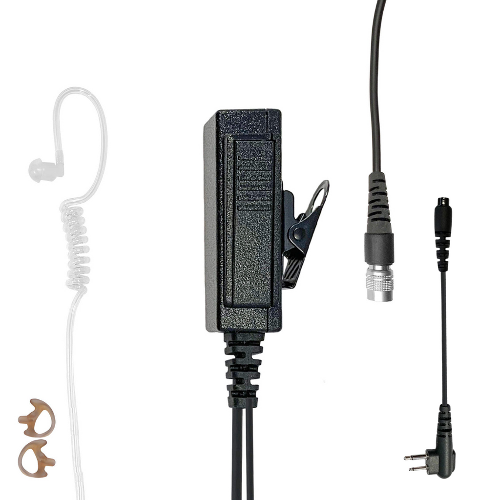 Mic & Earpiece Radio Kit - Quick Disconnect (Hirose) 2 Pin Motorola HYT Tekk BearCom Yaesu Blackbox & More