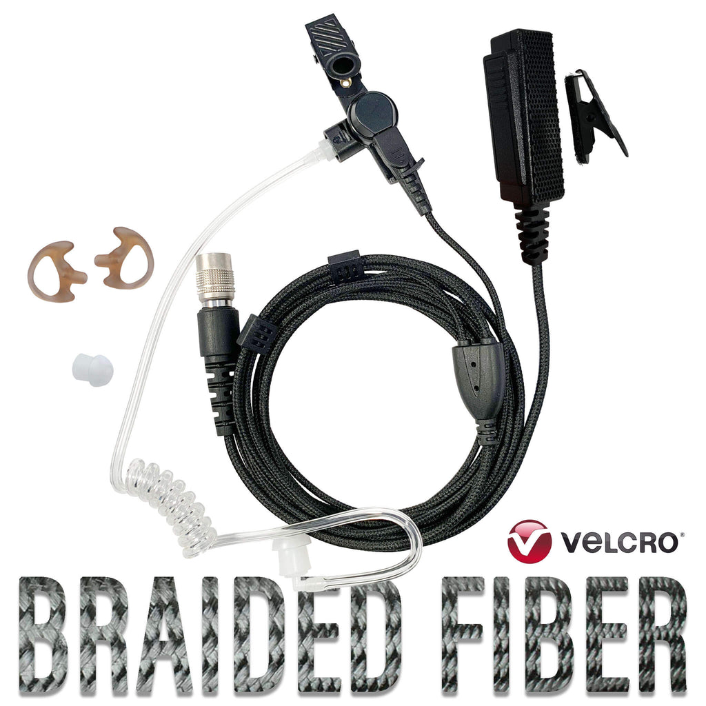 Velcro Tactical Mic & Earpiece Braided Fiber Kit - Replacement Kit, No Adapter Comm Gear Supply CGS B2W00SR-V