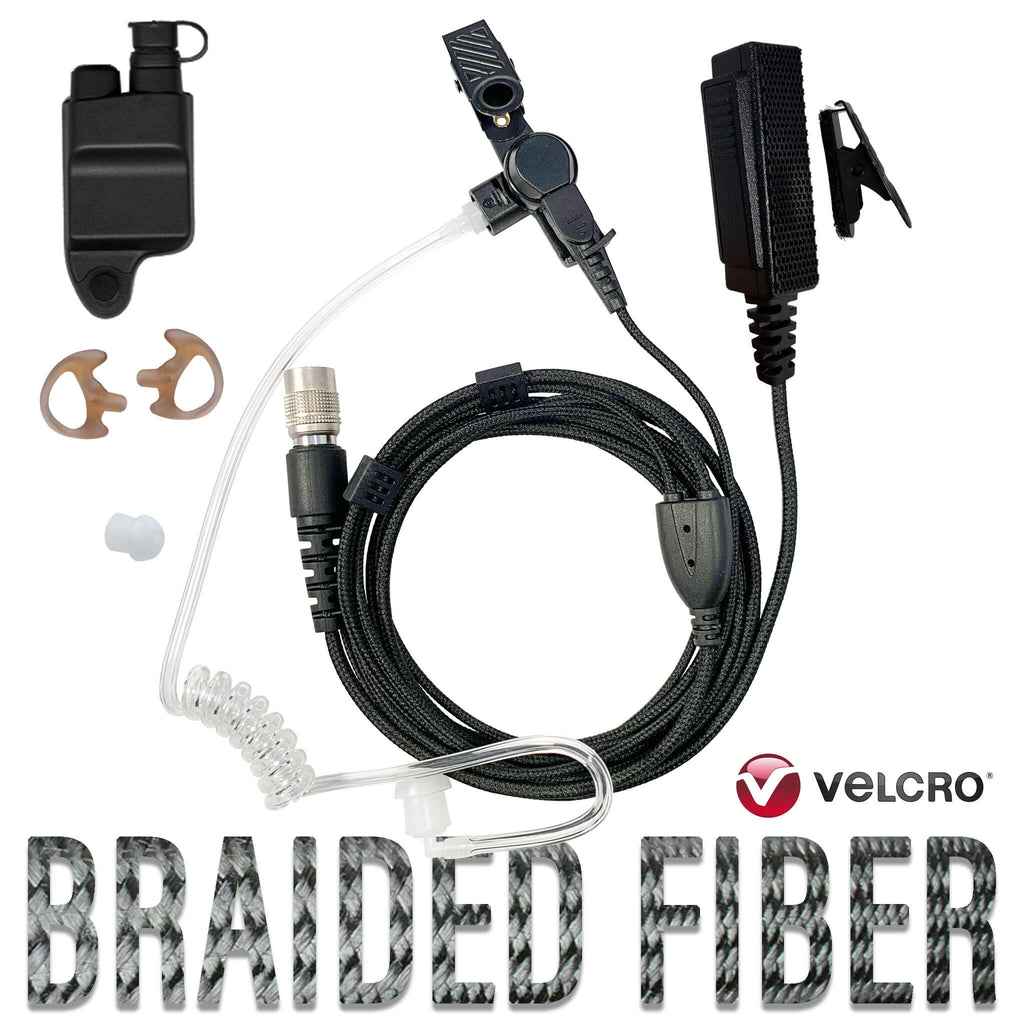 Velcro Tactical Mic & Earpiece Braided Fiber Kit - All P5300 P5400 P5500 P7300 Series, XG-15/25/75 & More Comm Gear Supply CGS B2W28SR-V