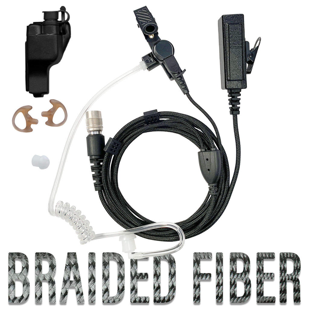 Tactical Mic & Earpiece Braided Fiber Kit - Fits: Motorola XTS2500 XTS3000 XT3500 XTS500, MT2000, MTS2000, HT1000, PR1500 & More Comm Gear Supply CGS